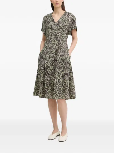 Marc O'polo Floral-print Midi Dress In Green