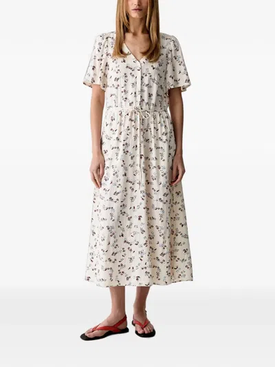 Marc O'polo Floral-print Midi Dress In White