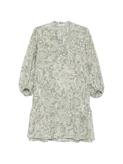 Marc O'polo Floral-print Mini Dress In Green