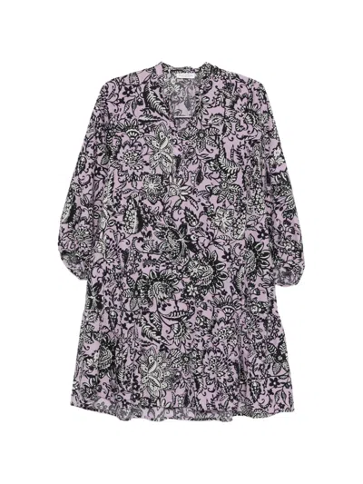 Marc O'polo Floral-print Mini Dress In Purple