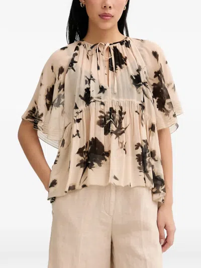 Marc O'polo Floral-print Pleated Blouse In Neutral