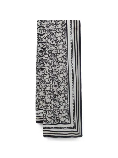 Marc O'polo Floral-print Scarf In Gray