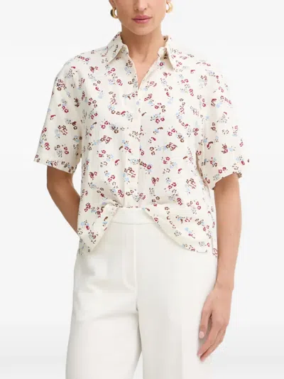 Marc O'polo Floral-print Seersucker Shirt In White
