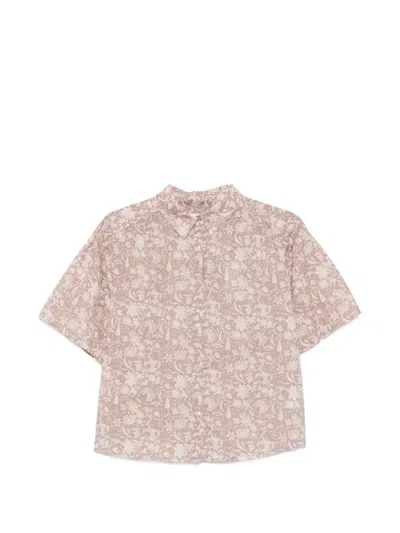 Marc O'polo Floral-print Short-sleeve Shirt In Brown