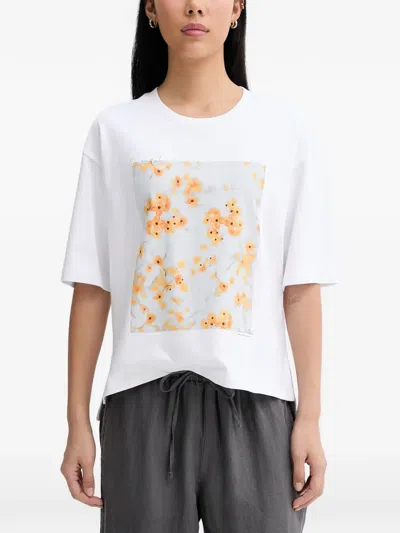 Marc O'polo Floral-print Short-sleeve T-shirt In White