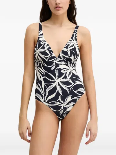 Marc O'polo Floral-print Swimsuit In Black