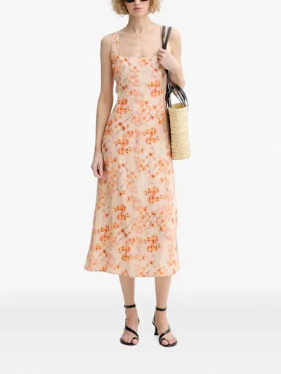 Marc O'polo Floral-print Tie-back Midi Dress In Multi