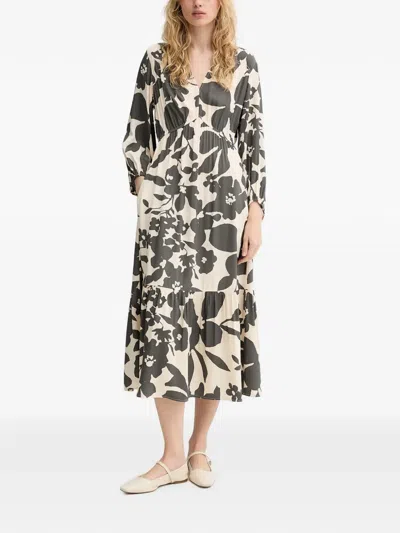 Marc O'polo Floral-print Tiered Midi Dress In Multi