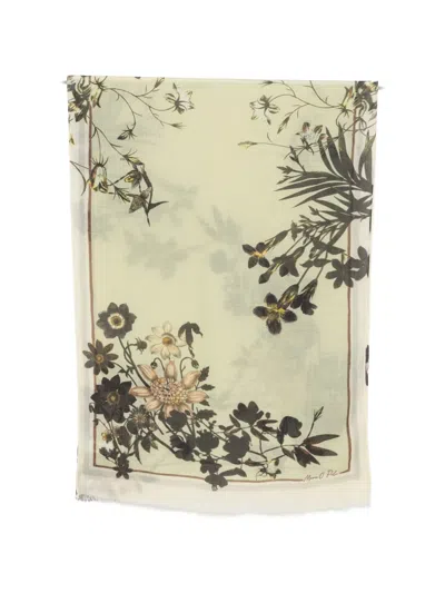 Marc O'polo Floral-print Wool Scarf In Neutral