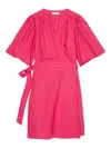 Marc O'polo Flutter-sleeved Wrap Dress In Pink