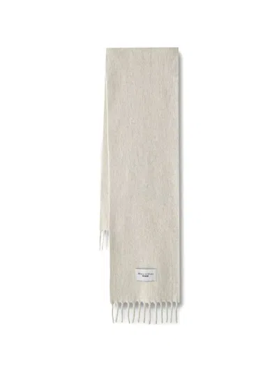 Marc O'polo Fringed Logo-patch Wool Scarf In Neutrals