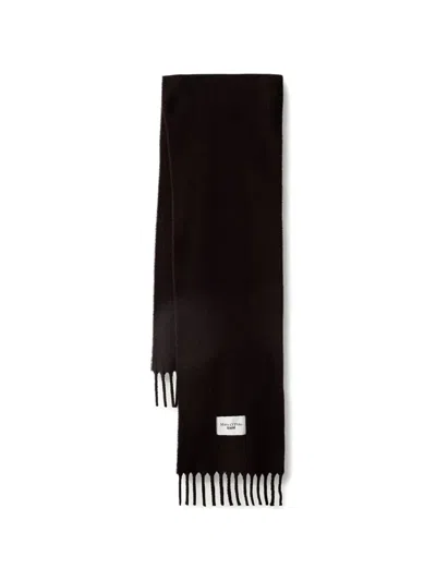 Marc O'polo Fringed Wool Scarf In Brown