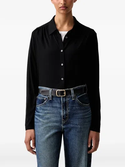 Marc O'polo Gathered Long-sleeve Shirt In Black