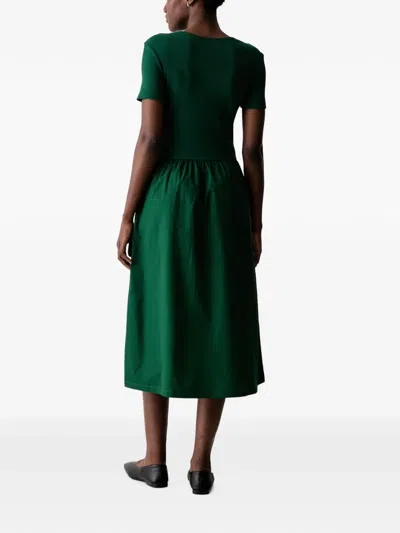 Marc O'polo Gathered-skirt Midi Dress In Green