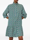 Marc O'polo Geometric-pattern Tiered Dress In Green