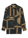 Marc O'polo Geometric-print Button-up Shirt In Black