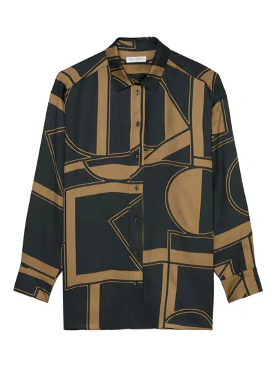 Marc O'polo Geometric-print Button-up Shirt In Black