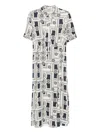 Marc O'polo Geometric-print Midi Dress In White