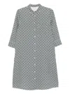 Marc O'polo Geometric-print Shirt Midi Dress In Gray