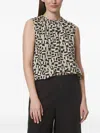 Marc O'polo Geometric-print Sleeveless Blouse In Brown