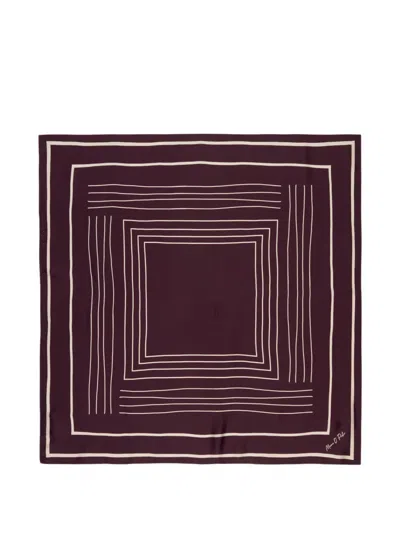 Marc O'polo Geometric Stripe-print Square Scarf In Purple