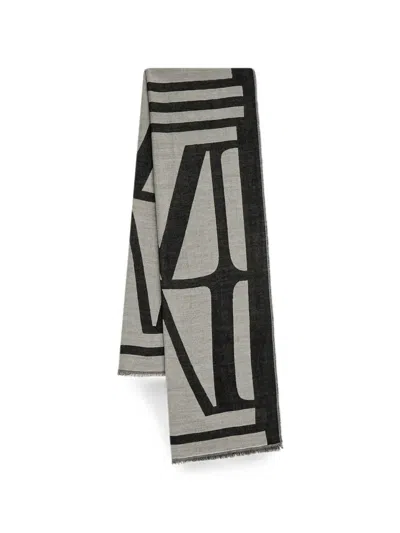 Marc O'polo Geometric-pattern Scarf In Gray