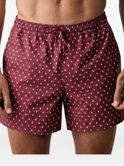 Marc O'polo Geometric-print Drawstring Swim Shorts In Yellow