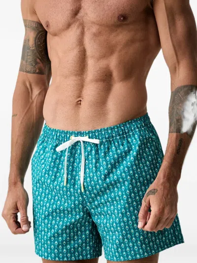 Marc O'polo Geometric-print Drawstring-waist Swim Shorts In Green
