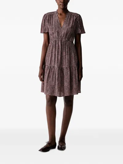 Marc O'polo Geometric-print Tiered Mini Dress In Red