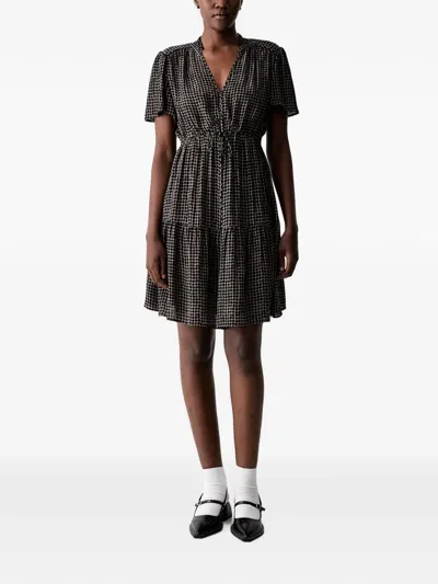 Marc O'polo Geometric-print Tiered Mini Dress In Black