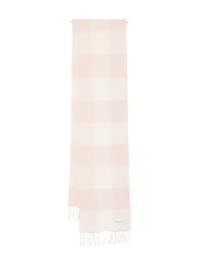 Marc O'polo Gingham Check Wool Scarf In Pink