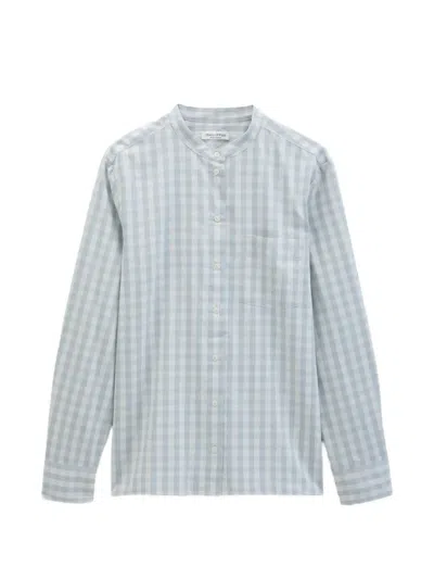 Marc O'polo Gingham-check Band-collar Blouse In Gray
