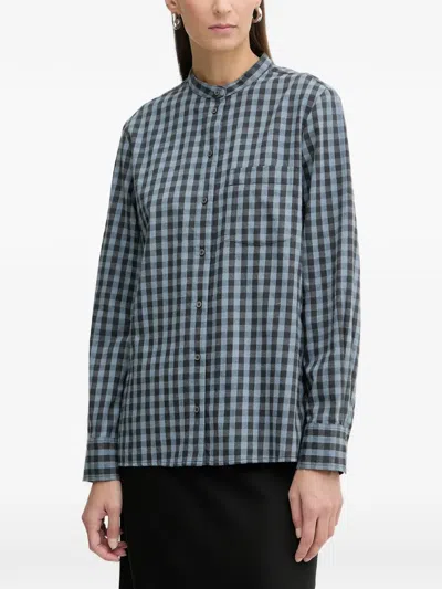 Marc O'polo Gingham-check Band-collar Shirt In White