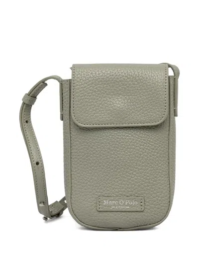 Marc O'polo Grained Leather Phone Bag In Green