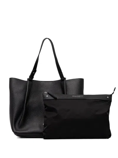 Marc O'polo Grained-leather Tote Bag In Black