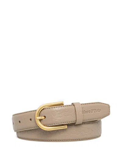 Marc O'polo Grained-leather Buckle Belt In Brown