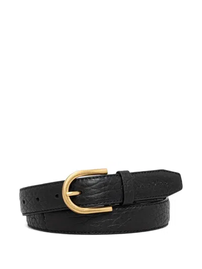 Marc O'polo Grainy-leather Belt In Black
