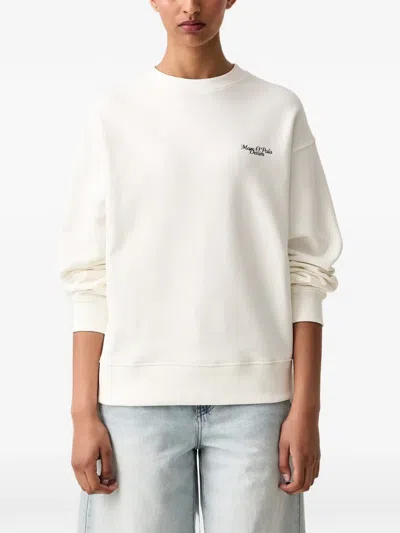Marc O'polo Graphic-print Crew-neck Sweatshirt In White