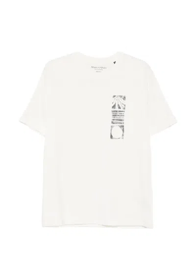 Marc O'polo Graphic-print Round-neck T-shirt In Neutral
