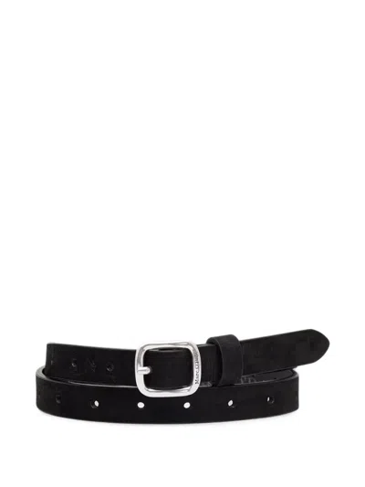 Marc O'polo Hanny Suede-finish Buckle-fastening Belt In Black