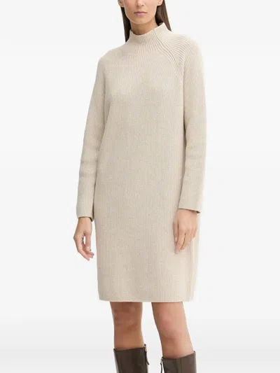 Marc O'polo High-neck Ribbed Dress In Neutral
