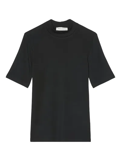 Marc O'polo High-neck Short-sleeve Top In Black