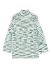 Marc O'polo High-neck Stripe-pattern Sweater In Green