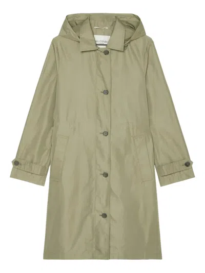 Marc O'polo Hooded Button-up Raincoat In Green