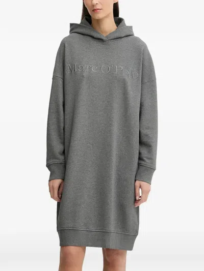 Marc O'polo Hooded Embroidered Mini Dress In Gray