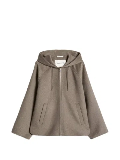Marc O'polo Hooded Wool Jacket In Neutral