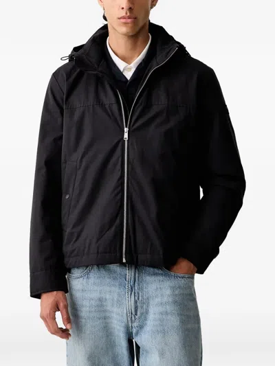 Marc O'polo Hooded Zip-up Jacket In Black