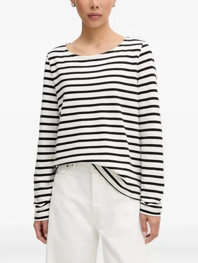 Marc O'polo Horizontal-stripe Long-sleeve T-shirt In White
