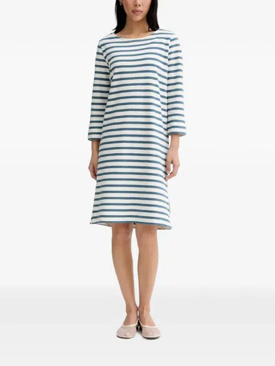 Marc O'polo Horizontal-stripe Three-quarter-sleeve Dress In White