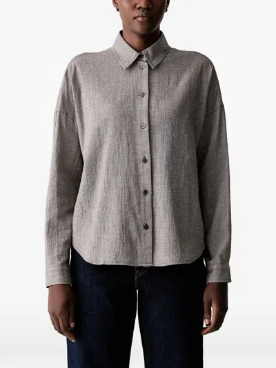 Marc O'polo Houndstooth-pattern Dropped-shoulder Shirt In Neutral